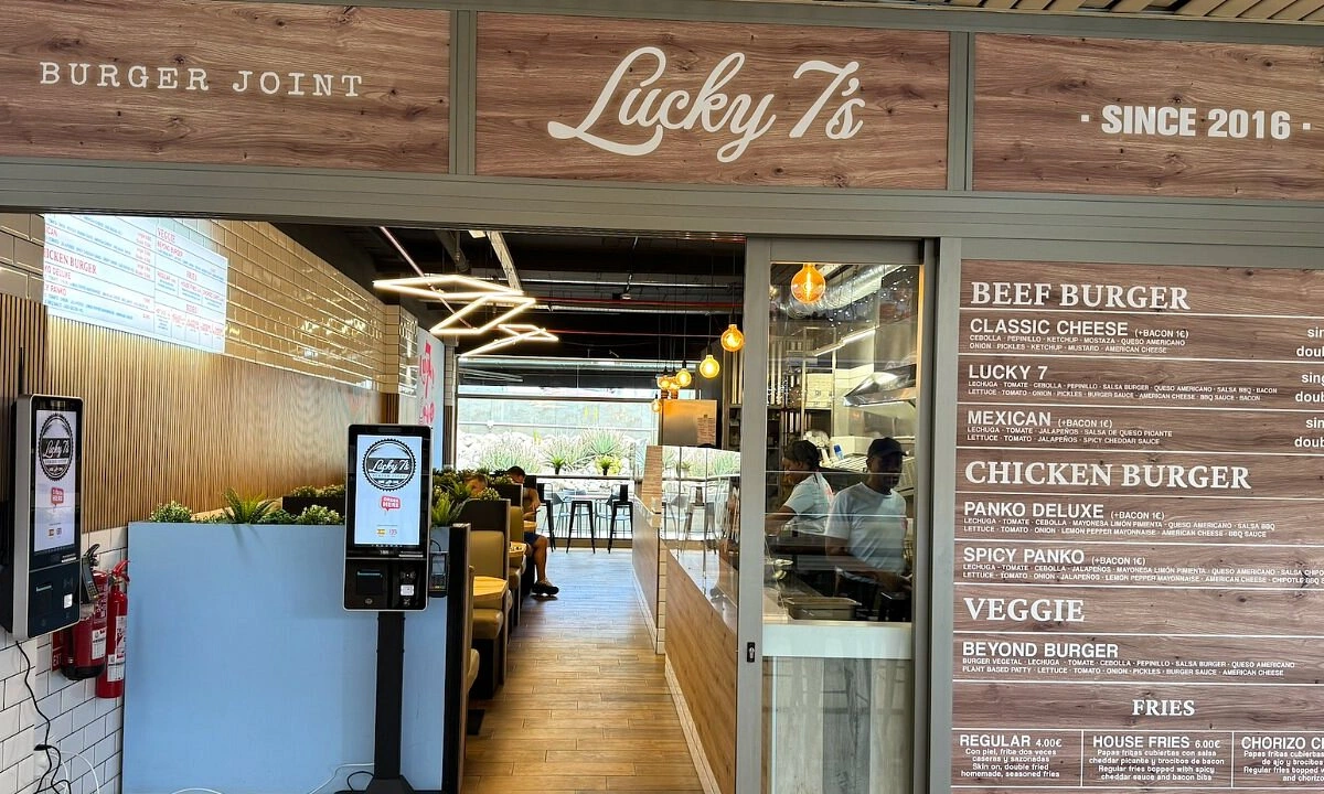 Inside Lucky 7’s: the counter, ordering screens and seating